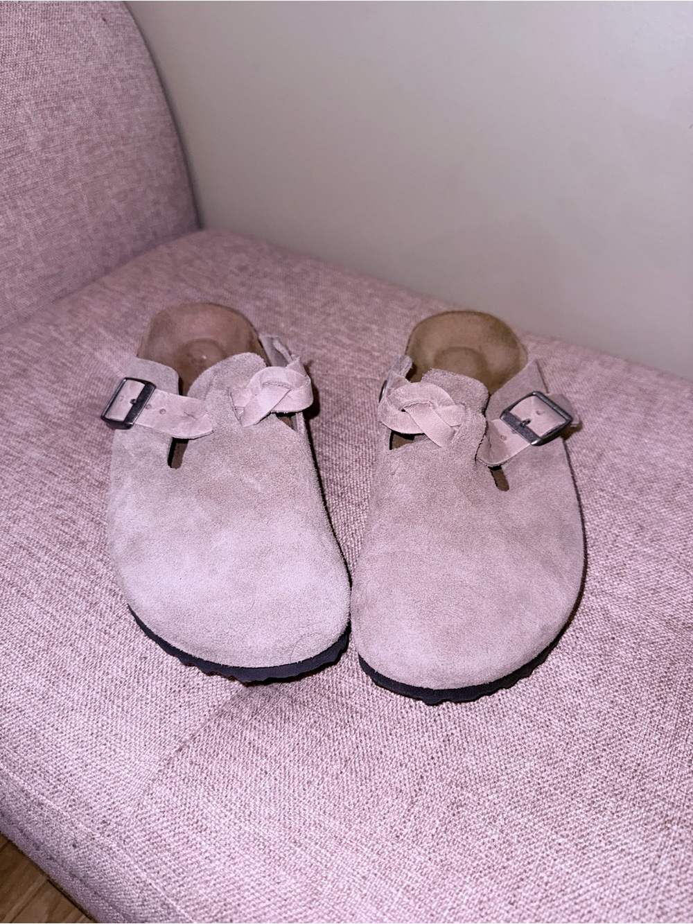 Birkenstock Boston braided sueded Slip-On Clogs in Light Taupe - Comfortable
